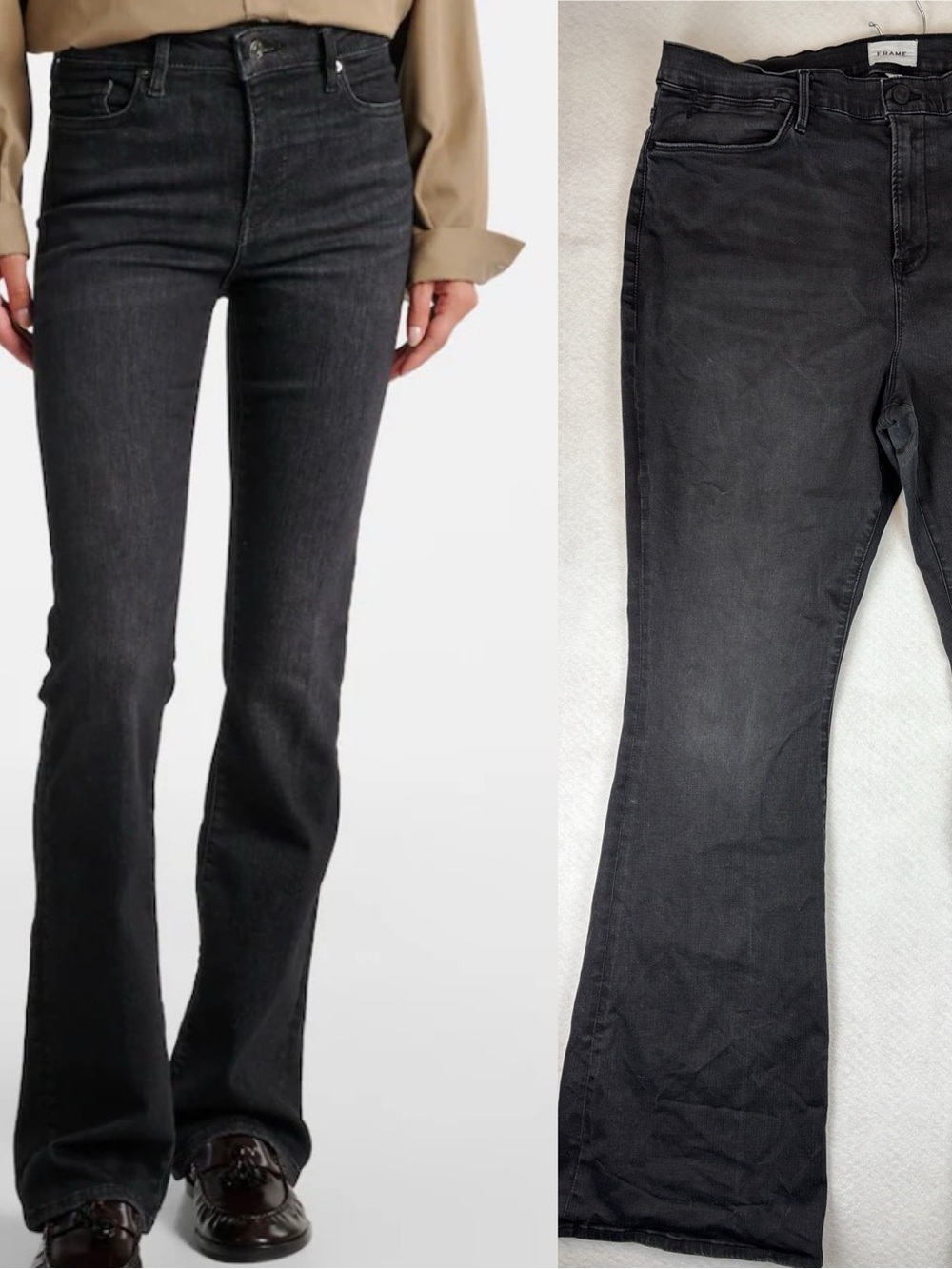 FRAME Le High Flare Jeans Women’s Size 34 Gray Washed High Rise Flare Leg Denim